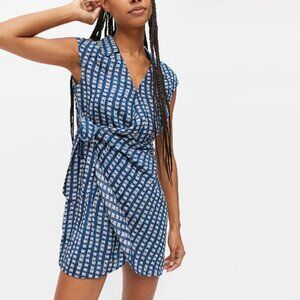 NWT URBAN OUTFITTERS | Silver Sun Navy Mini Wrap Dress Butterfly | Sz. S
